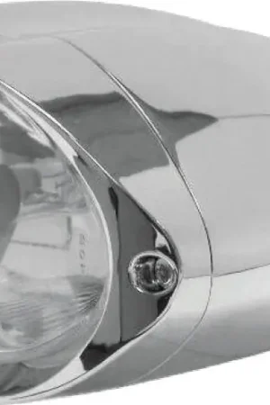 Deal Bikers Choice Chrome Sunray Headlight Bottom Mount Universal Custom 55/60W H4