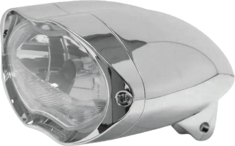 Deal Bikers Choice Chrome Sunray Headlight Bottom Mount Universal Custom 55/60W H4