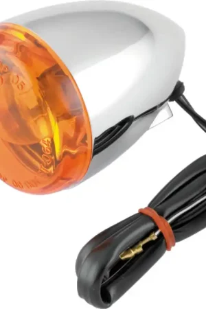 Buy Direct Bikers Choice Chrome Bullet Front Turn Signal Amber Lens Single Filament Replaces H-D 68885-00