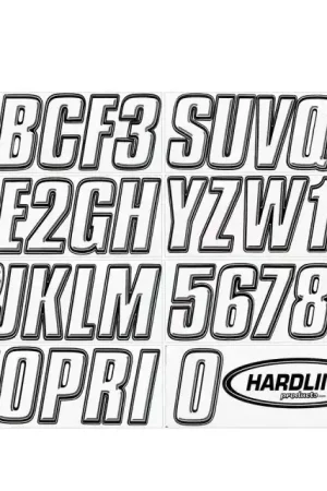 Hardline Boat Lettering Registration Kit 3 in. - 800 White/Black One Day Deal