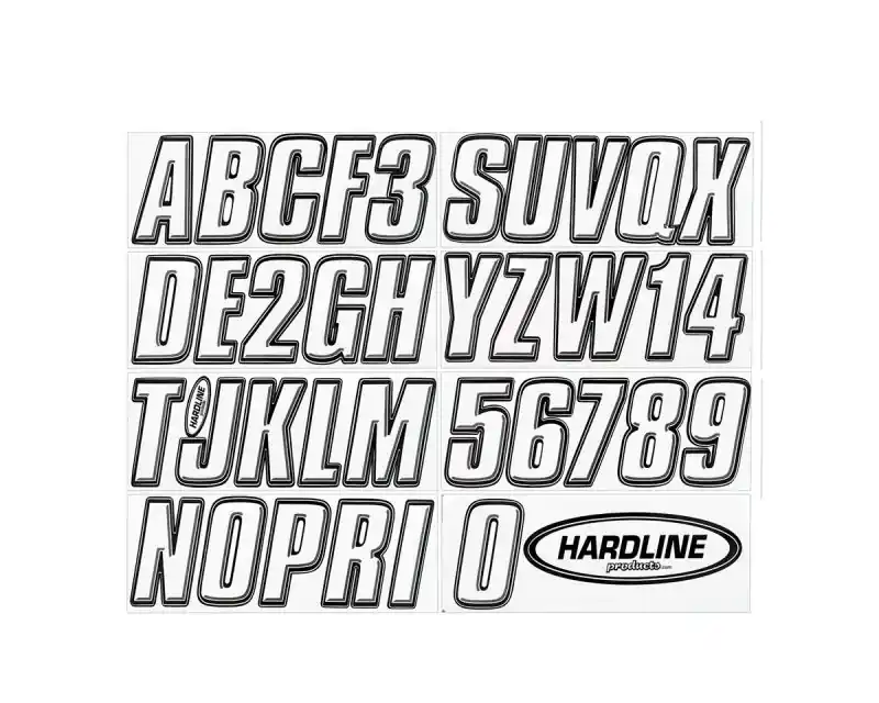 Hardline Boat Lettering Registration Kit 3 in. - 800 White/Black One Day Deal