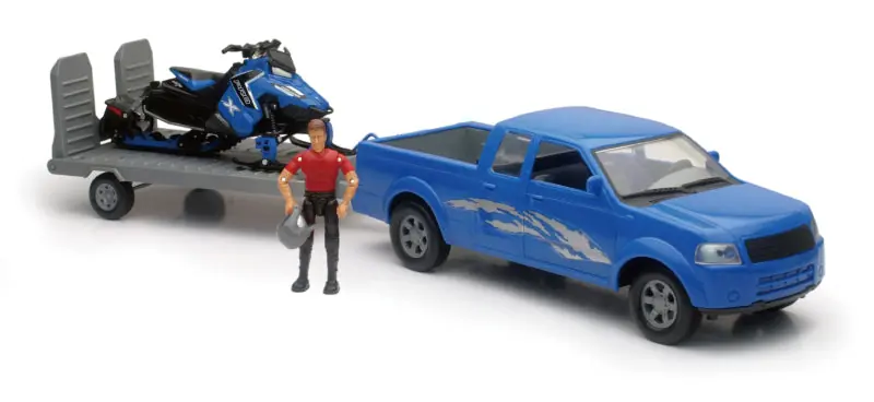 New Ray Toys Pickup with Polaris Switchback Snowmobile and Figurine Set/ Scale - 1:18 New Arrival