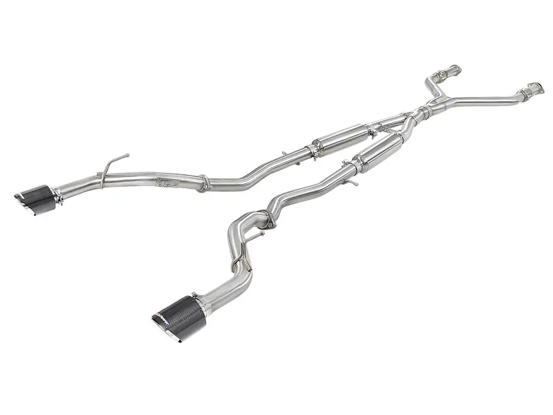Hot Picks aFe POWER Takeda 2.5in 304 SS CB Exhaust w/ Carbon Fiber Tips 17-19 Infiniti Q60 V6-3.0L (tt)