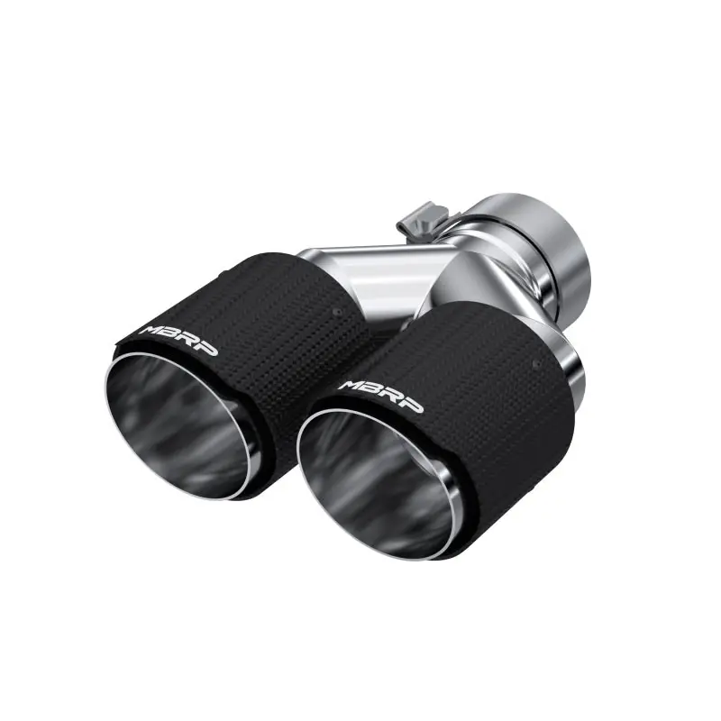 Best Choice MBRP 3in ID / Dual 4in OD Out Staggered L 9.87in / R 9.37in Dual Wall Carbon Fiber Univ Exhaust Tip