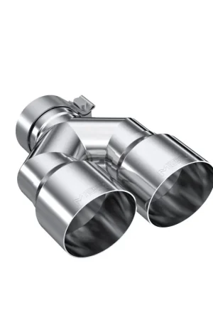 MBRP 3in ID / Dual 4in OD Out Staggered L 9.37in / R 9.87in Single Wall T304 SS Univ Exhaust Tip Warranty Included