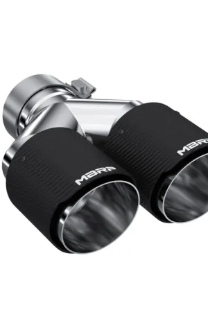 Bulk Order MBRP 3in ID / Dual 4in OD Out Staggered L 9.37in / R 9.87in Dual Wall Carbon Fiber Univ Exhaust Tip