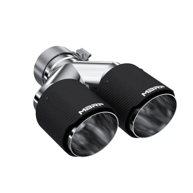 Bulk Order MBRP 3in ID / Dual 4in OD Out Staggered L 9.37in / R 9.87in Dual Wall Carbon Fiber Univ Exhaust Tip