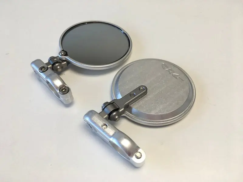 CRG Hindsight Folding 3 in. Round Bar-End Mirror Right - Silver Luxury