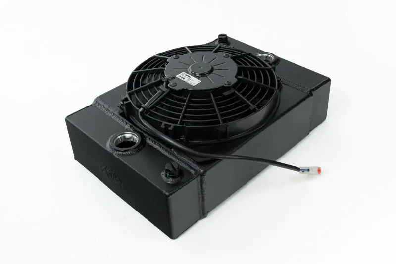 Top Rated CSF Universal Drag Race / Tuck Radiator w/9in Spal Fan - 10.5in H x 10in L x 3.6in W - Black