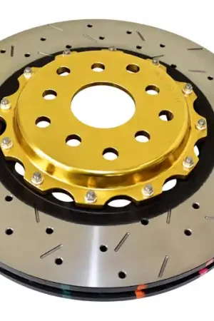 DBA 04-07 STi/2017 BRZ w/Perf. Pkg. 10 Hole Front Drilled/Slotted 5000 Series 2 Pc Rotor w/Gold Hat Buy Today