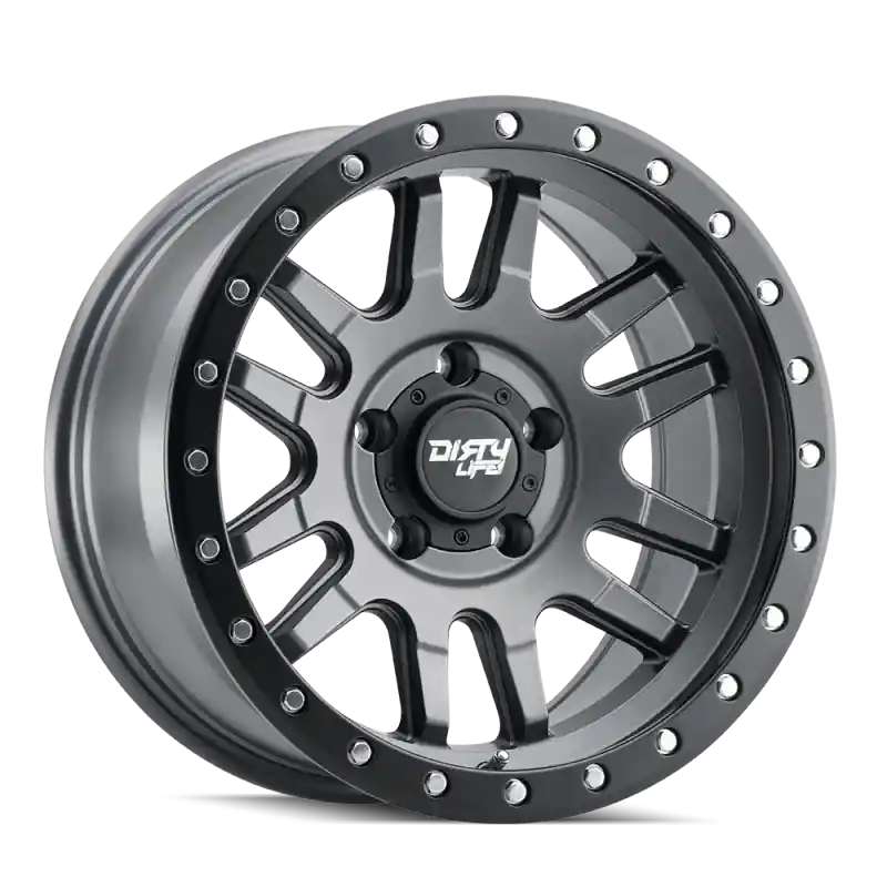 Trending Dirty Life 9309 Canyon Pro 17x9/5x127 BP/-12mm Offset/71.5mm Hub Satin Graphite Wheel - Beadlock