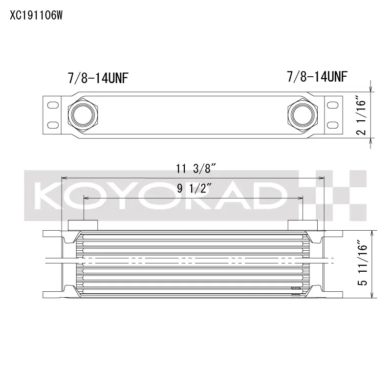 Koyo 19 Row Oil Cooler 11.25in x 5.75in x 2in (AN-10 ORB provisions) Flash Sale