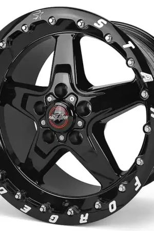 Last Chance Race Star 92 Drag Star Bracket Racer 17x10.5 5x4.50BC 7.6BS Gloss Black Wheel - Single Bead Lock