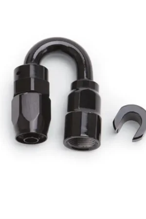 Viral Russell Performance 3/8in SAE Quick Disc Female to -6 Hose Black 180 Degree Hose End