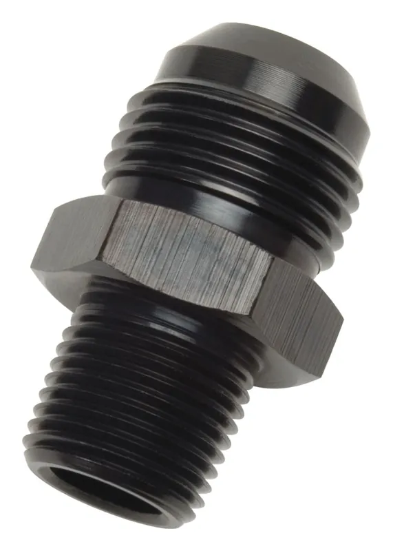 Russell Performance -8 AN to 1/2in NPT Straight Flare to Pipe (Black) Worldwide Shipping