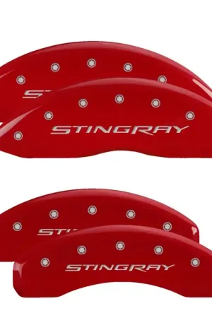 Low Price MGP 4 Caliper Covers Engraved Front & Rear Stingray Red finish silver ch