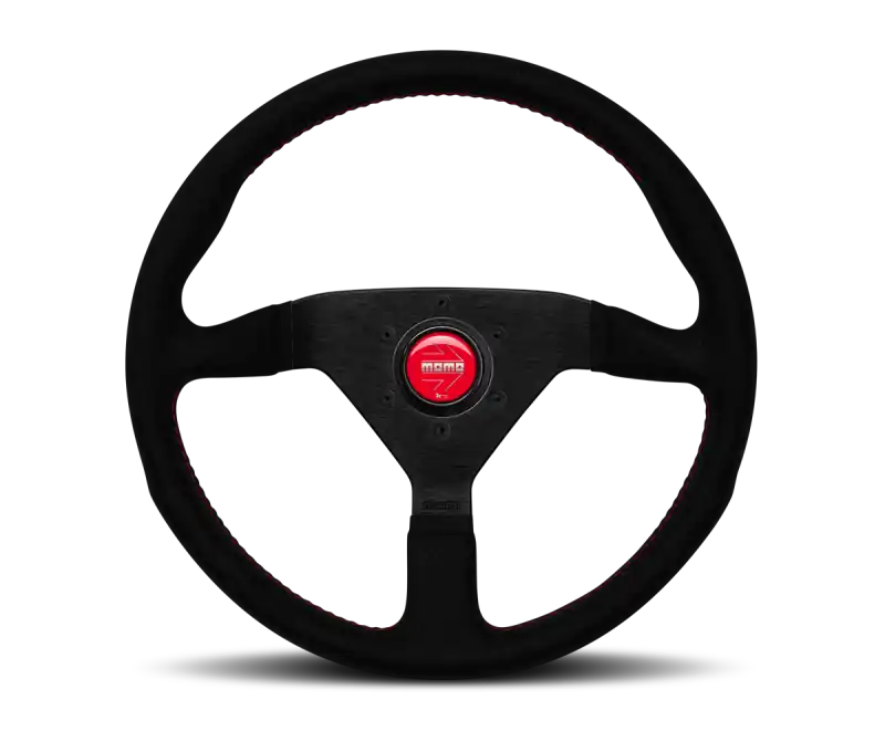 Momo Montecarlo Alcantara Steering Wheel 320 mm - Black/Red Stitch/Black Spokes Don’t Miss Out