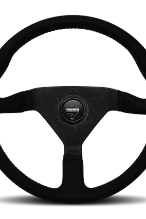 Momo Montecarlo Alcantara Steering Wheel 350 mm - Black/Black Stitch/Black Spokes Free Returns