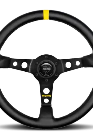 Momo MOD07 Steering Wheel 350 mm - Black Leather/Black Spokes/1 Stripe Free Returns