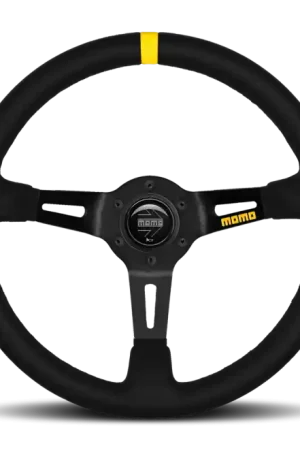 Momo MOD08 Steering Wheel 350 mm - Black Suede/Black Spokes/1 Stripe Certified