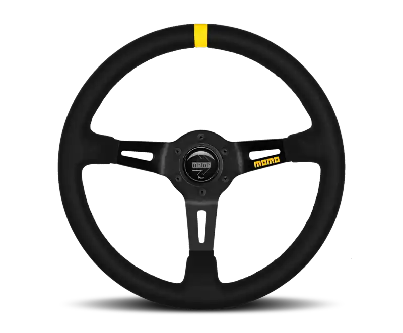 Momo MOD08 Steering Wheel 350 mm - Black Suede/Black Spokes/1 Stripe Certified