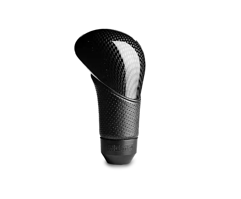 Momo Shadow Shift Knob - Black Airleather, Carbon Effect Insert Top Pick