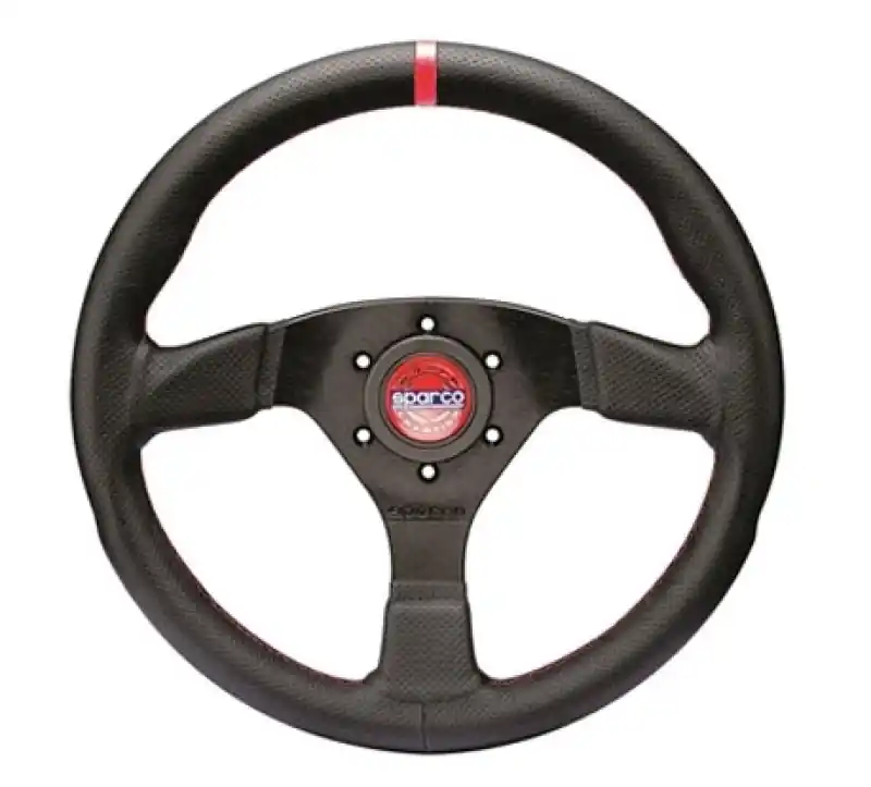 Sparco Steering Wheel R383 Champion Black Leather / Red Stitching Warranty Included