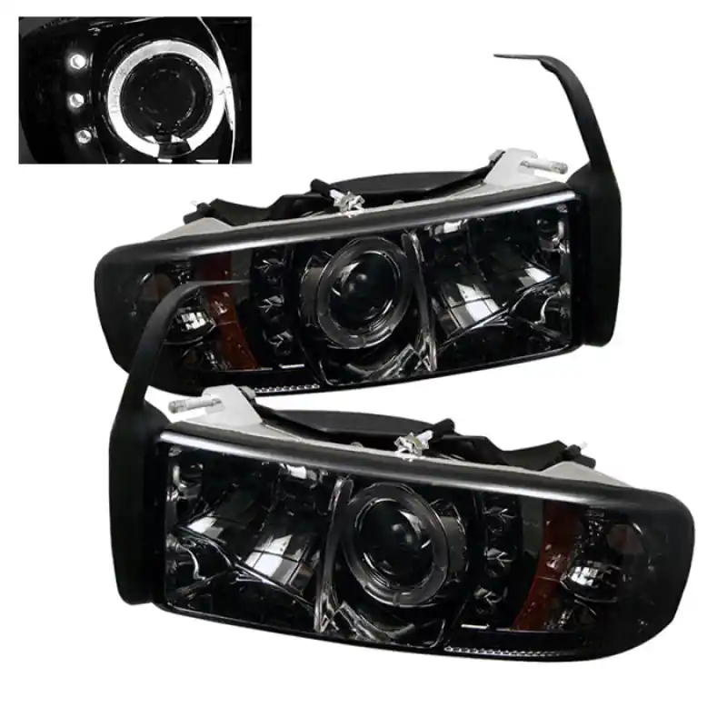 Spyder Dodge Ram 1500 94-01 94-02 Projector Headlights LED Halo LED Smke PRO-YD-DR94-HL-AM-SMC Warranty Included