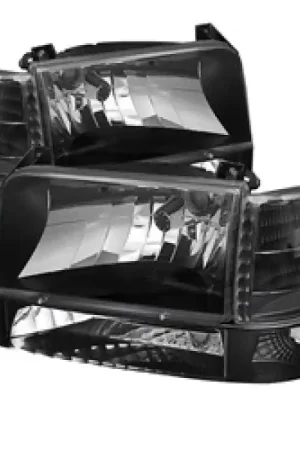 Brand New xTune Ford F150/Bronco 92-96 Headlights w/Corner Bumper 6pcs Amber- Black HD-JH-FB92-SET-AM-BK