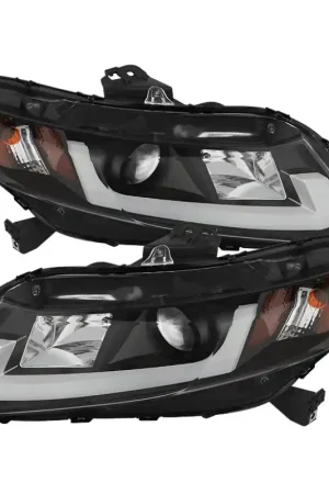 Best Price Spyder 12-14 Honda Civic (Excl. 2014 Coupe) Projector Headlights Lgtbr DRL Black PRO-YD-HC12-DRL-BK