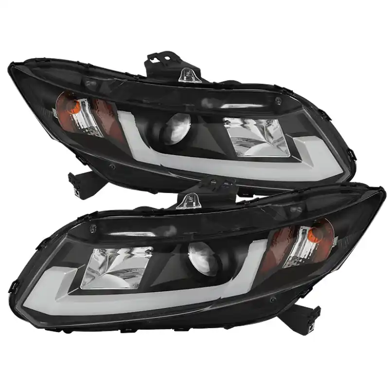 Best Price Spyder 12-14 Honda Civic (Excl. 2014 Coupe) Projector Headlights Lgtbr DRL Black PRO-YD-HC12-DRL-BK