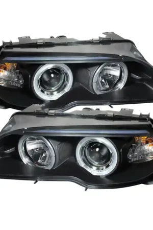 Same Day Shipping Spyder BMW E46 3-Series 04-06 2 DR Projector Halogen Model- LED Halo Blk PRO-YD-BMWE4604-2DR-HL-BK