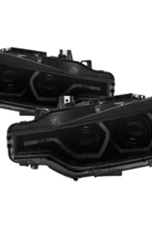 One Day Deal Spyder 12-14 BMW F30 3 Series 4DR Projector Headlights - LED DRL - Blk Smoke PRO-YD-BMWF3012-DRL-BSM