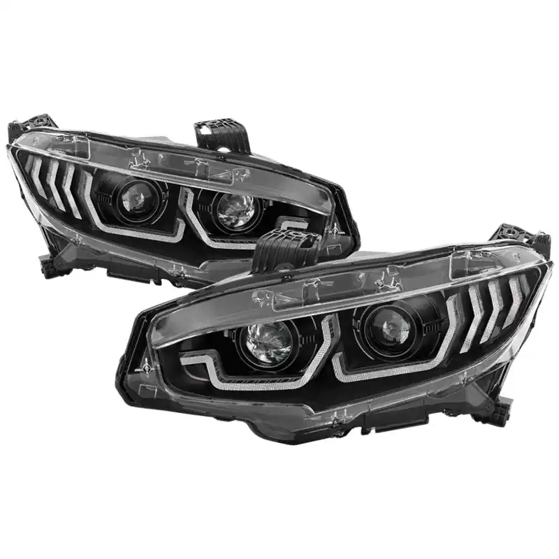 Spyder 16-18 Honda Civic 4Dr w/LED Seq Turn Sig Lights Proj Headlight - Black - PRO-YD-HC16-SEQ-BK Authentic
