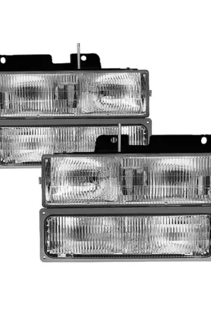 xTune Chevy Suburban 94-98 Headlights w/ Corner & Parking Lights 8pcs - OEM HD-JH-CCK94-OE-C-SET Professional Grade