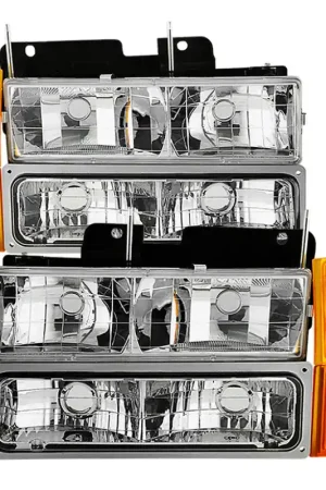 xTune GMC Yukon 94-99 Headlights w/ Corner & Parking Lights 8pcs Sets -Chrome HD-JH-GCK94-AM-C-SET Hot Deal