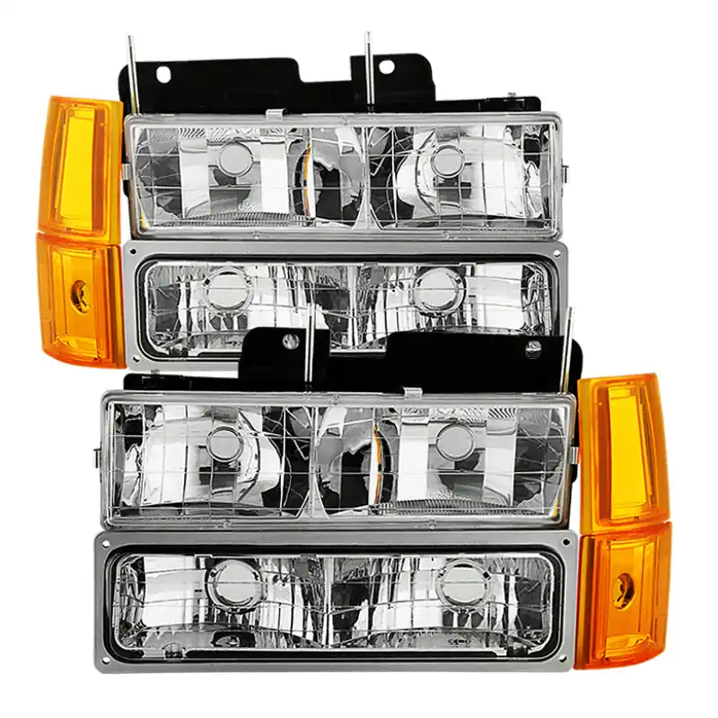 xTune GMC Yukon 94-99 Headlights w/ Corner & Parking Lights 8pcs Sets -Chrome HD-JH-GCK94-AM-C-SET Hot Deal
