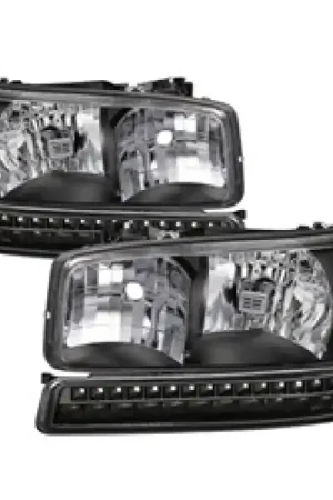 Trusted Brand xTune GMC Sierra 99-06 /Yukon 00-06 Headlights & LED Bumper Lights - Black HD-JH-GS99-LED-SET-BK