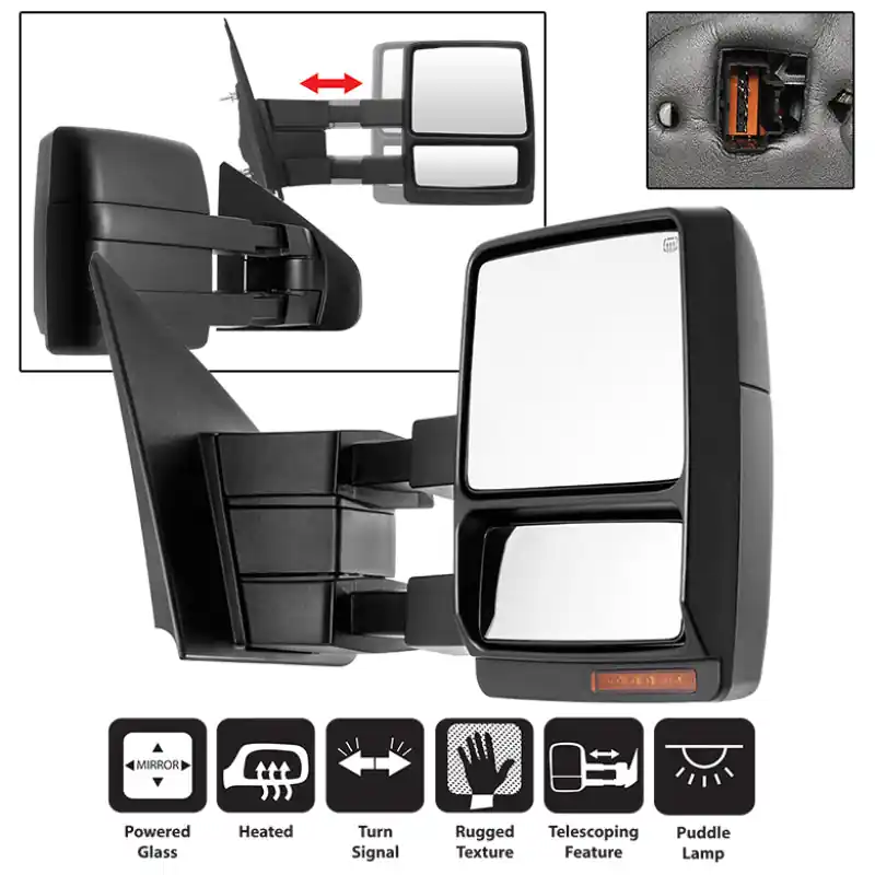 Seasonal Sale xTune Ford F150 07-14 Power Heated Amber LED Signal Telescoping Mirror Right MIR-FF15007S-PWH-AM-R
