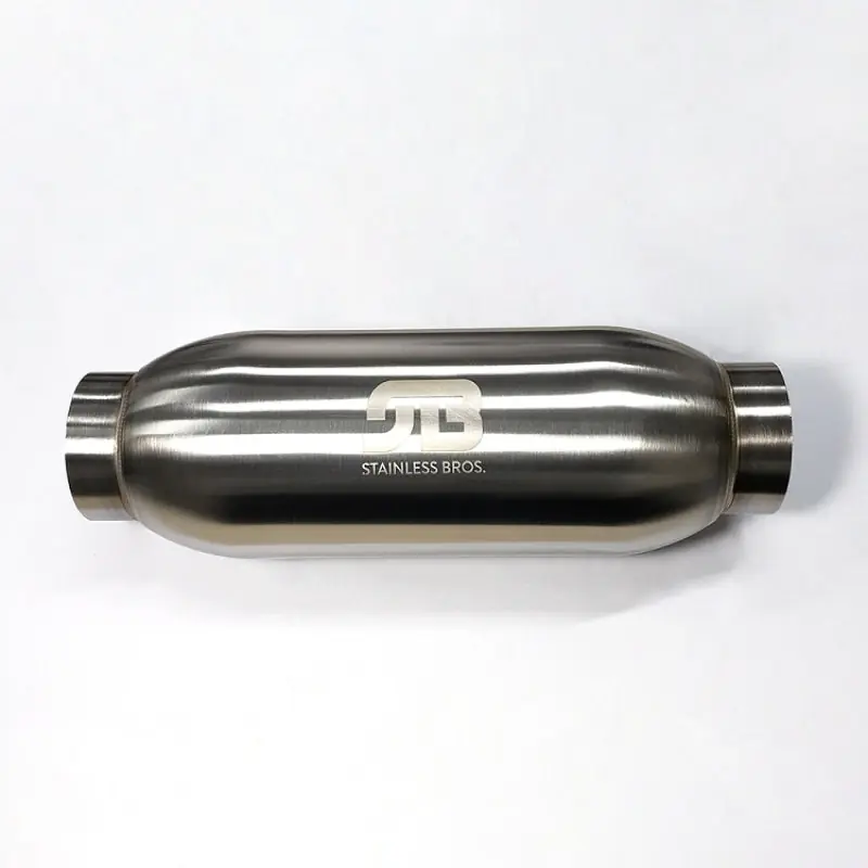 Warranty Included Stainless Bros 4in Body x 12.0in Length 3in Inlet/Outlet Bullet Resonator