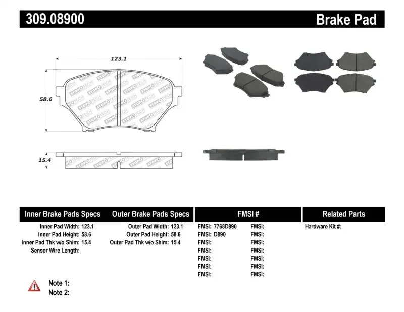 Same Day Shipping StopTech Performance 01-05 Miata w/ Sport Suspension Front Brake Pads D890