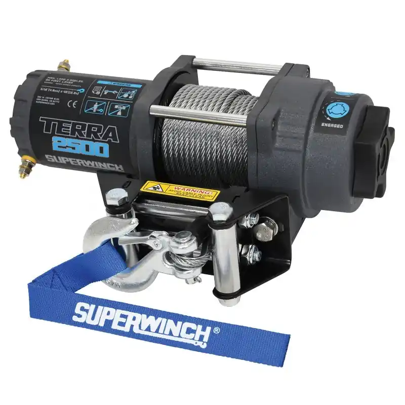 Popular Superwinch 2500 LBS 12V DC 3/16in x 40ft Steel Rope Terra 2500 Winch - Gray Wrinkle