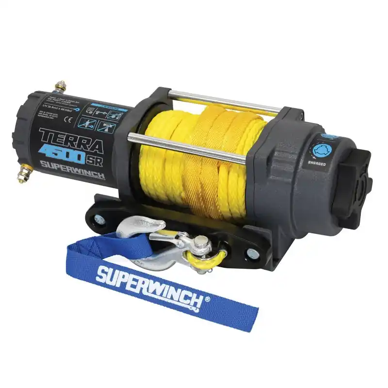 Express Delivery Superwinch 4500 LBS 12V DC 1/4in x 50ft Synthetic Rope Terra 4500SR Winch - Gray Wrinkle