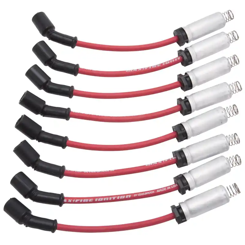 Edelbrock Spark Plug Wire Set LS Truck w/ Metal Sleeves 99-15 50 Ohm Resistance Red Wire (Set of 8) Premium
