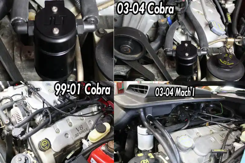 Viral J&L 99-04 Ford Mustang SVT Cobra Driver Side Oil Separator 3.0 - Black Anodized