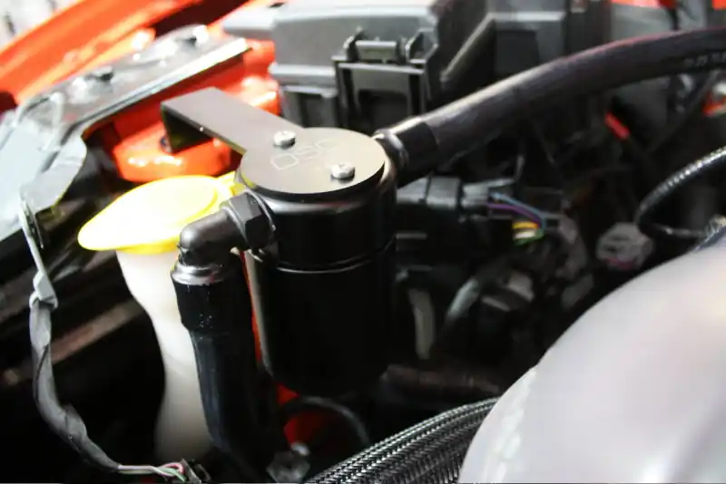 Hot Picks J&L 15-23 Ford Mustang GT/15-20 Ford Mustang GT350 Passenger Side Oil Separator 3.0 - Black Anodized
