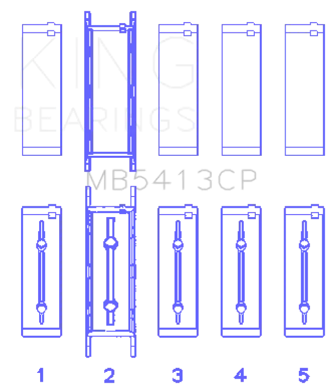 King Engine Bearings Opel LNF/LSJ/L42/61/Z22SE Crankshaft Main Bearing Set (Set of 5) Last Chance