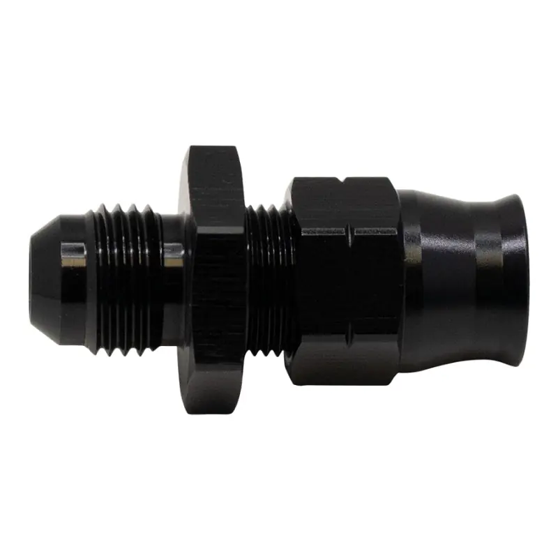 Fan Favorite DeatschWerks 6AN Male Flare to 3/8in Hardline Compression Adapter - Anodized Matte Black
