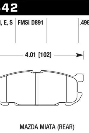 Hawk 01-02 Miata w/ Sport Suspension HP+ Street Rear Brake Pads (D891) Holiday Sale
