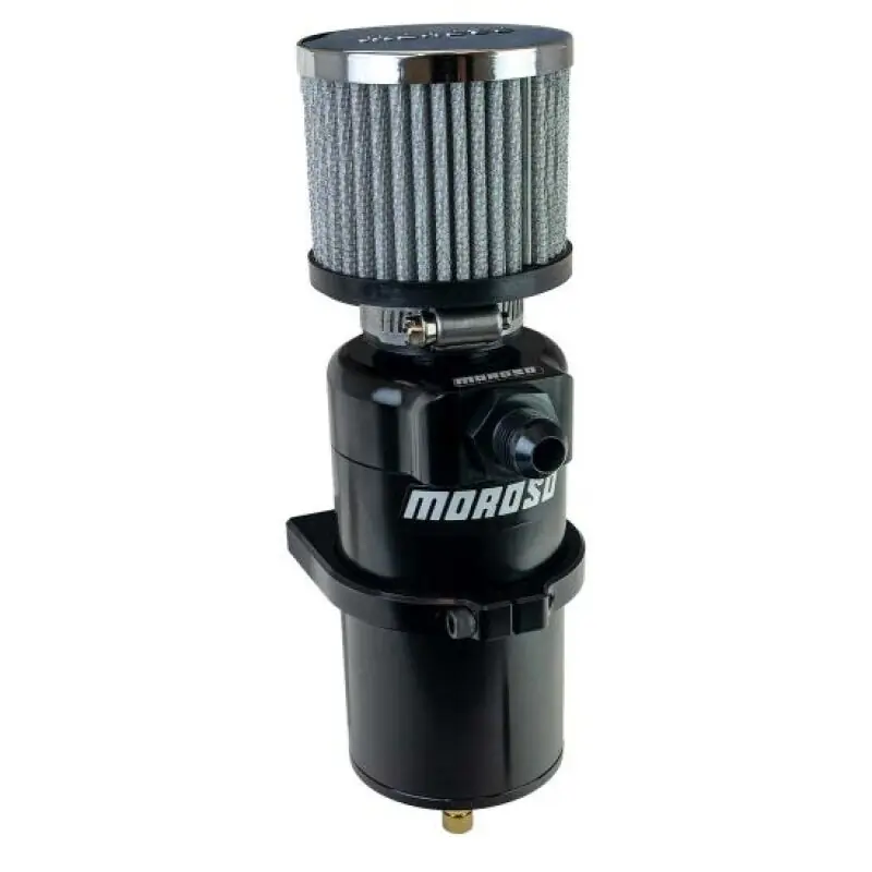 Moroso Single Inlet -8AN Billet Breather Tank Catch Can - Black Money Back Guarantee
